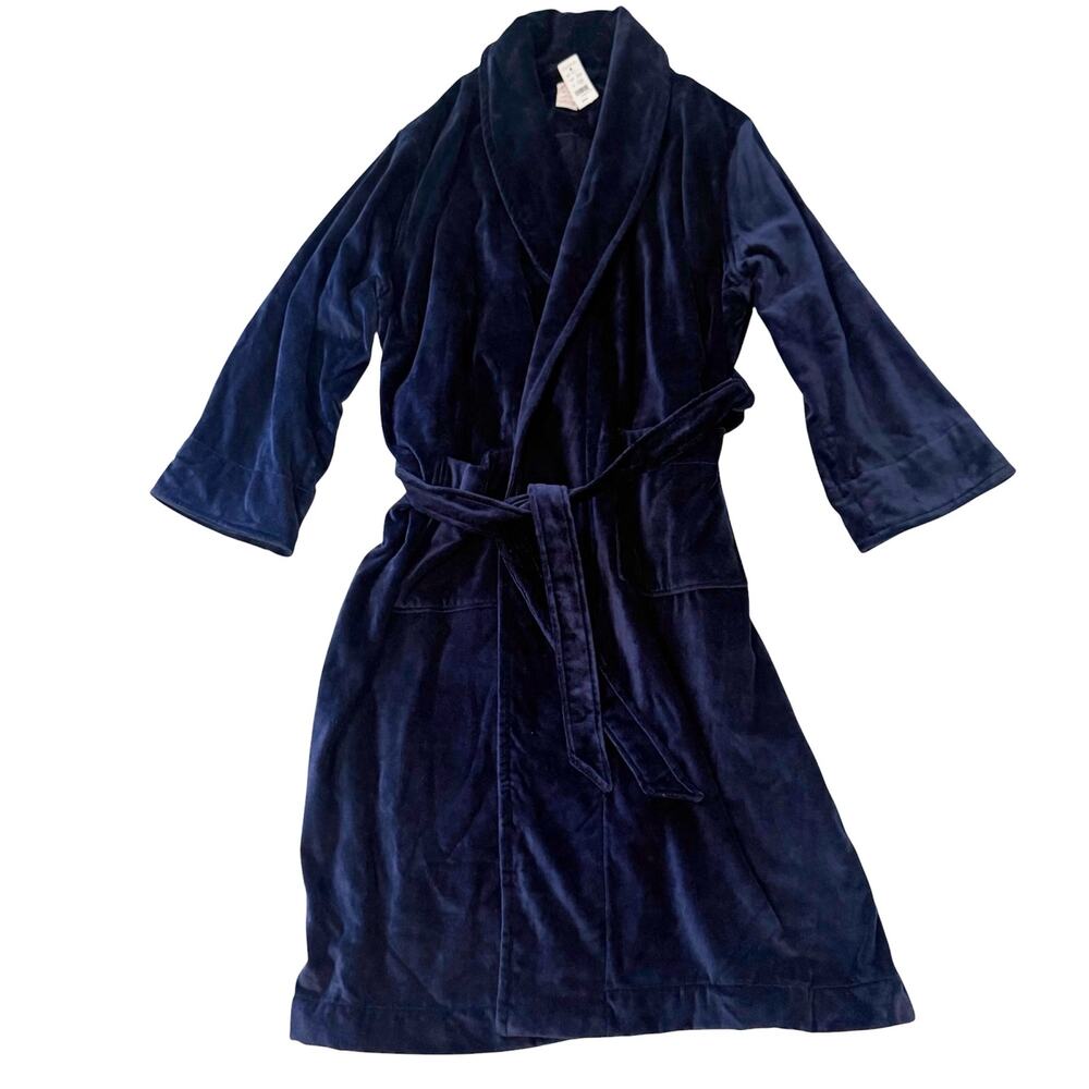 Brooks Brothers Navy Blue All Supima Cotton Robe Men's XXL